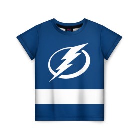 Детская футболка 3D с принтом Tampa Bay Lightning в Курске, 100% гипоаллергенный полиэфир | прямой крой, круглый вырез горловины, длина до линии бедер, чуть спущенное плечо, ткань немного тянется | Тематика изображения на принте: hockey | nhl | tampa bay lightning | нхл | хоккей