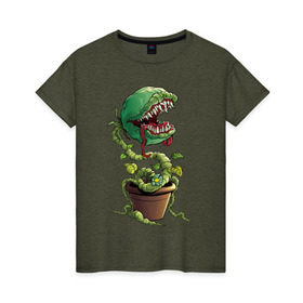 Женская футболка хлопок с принтом Plants vs zombies в Курске, 100% хлопок | прямой крой, круглый вырез горловины, длина до линии бедер, слегка спущенное плечо | plants | zombies
