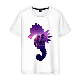Мужская футболка хлопок с принтом конек город в Курске, 100% хлопок | прямой крой, круглый вырез горловины, длина до линии бедер, слегка спущенное плечо. | 