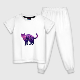 Детская пижама хлопок с принтом кошка город в Курске, 100% хлопок |  брюки и футболка прямого кроя, без карманов, на брюках мягкая резинка на поясе и по низу штанин
 | Тематика изображения на принте: 