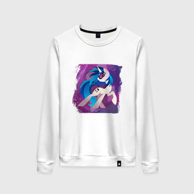 Женский свитшот хлопок с принтом My littlle pony Vinyl Scratch в Курске, 100% хлопок | прямой крой, круглый вырез, на манжетах и по низу широкая трикотажная резинка  | Тематика изображения на принте: 