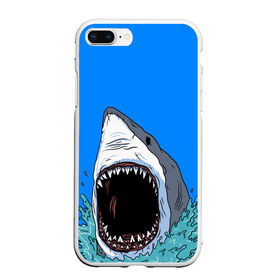 Чехол для iPhone 7Plus/8 Plus матовый с принтом shark в Курске, Силикон | Область печати: задняя сторона чехла, без боковых панелей | fish | ocean | shark | water | акула | море | океан | рыба