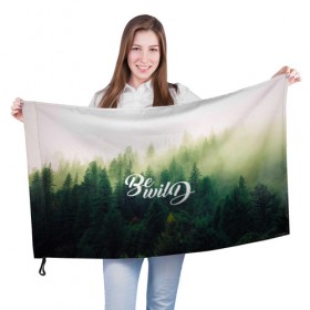 Флаг 3D с принтом Be wild в Курске, 100% полиэстер | плотность ткани — 95 г/м2, размер — 67 х 109 см. Принт наносится с одной стороны | горы | лес | небо | приключения | путешествие | река | свобода | сосны | тайга | туризм | экстрим