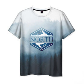 Мужская футболка 3D с принтом nord в Курске, 100% полиэфир | прямой крой, круглый вырез горловины, длина до линии бедер | горы | лес | небо | приключения | путешествие | река | свобода | сосны | тайга | туризм | экстрим