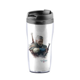 Термокружка-непроливайка The Witcher: в Курске, внутренняя часть — пищевой пластик, наружная часть — прозрачный пластик, между ними — полиграфическая вставка с рисунком | объем — 350 мл, герметичная крышка | Тематика изображения на принте: witcher | ведьмак | геральт