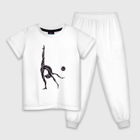 Детская пижама хлопок с принтом Гимнастка с мячом в Курске, 100% хлопок |  брюки и футболка прямого кроя, без карманов, на брюках мягкая резинка на поясе и по низу штанин
 | булавы | гимнастика | гимнастка | лента | мяч | обруч | художественная гимнастика