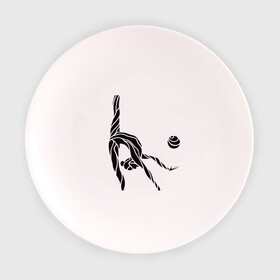 Тарелка 3D с принтом Гимнастка с мячом в Курске, фарфор | диаметр - 210 мм
диаметр для нанесения принта - 120 мм | Тематика изображения на принте: булавы | гимнастика | гимнастка | лента | мяч | обруч | художественная гимнастика