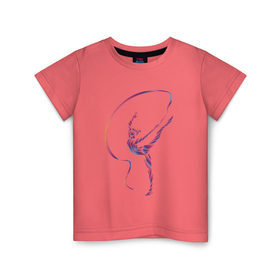 Детская футболка хлопок с принтом Гимнастка с лентой 3 в Курске, 100% хлопок | круглый вырез горловины, полуприлегающий силуэт, длина до линии бедер | булавы | гимнастика | гимнастка | лента | мяч | обруч | художественная гимнастика