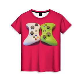 Женская футболка 3D с принтом Игроман в Курске, 100% полиэфир ( синтетическое хлопкоподобное полотно) | прямой крой, круглый вырез горловины, длина до линии бедер | dzhojstik | kontroller | xbox360 | джойстик | игры | консоль | контроллер