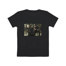 Детская футболка хлопок с принтом Рик и Дерил в Курске, 100% хлопок | круглый вырез горловины, полуприлегающий силуэт, длина до линии бедер | the walking dead