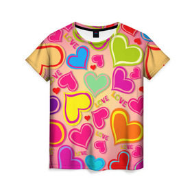 Женская футболка 3D с принтом Любовная фантазия в Курске, 100% полиэфир ( синтетическое хлопкоподобное полотно) | прямой крой, круглый вырез горловины, длина до линии бедер | любовь | поцелуй | святой валентин | сердце | счастье | я люблю тебя