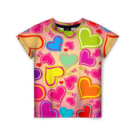 Детская футболка 3D с принтом Любовная фантазия в Курске, 100% гипоаллергенный полиэфир | прямой крой, круглый вырез горловины, длина до линии бедер, чуть спущенное плечо, ткань немного тянется | любовь | поцелуй | святой валентин | сердце | счастье | я люблю тебя