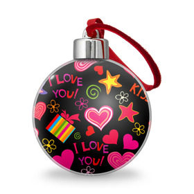 Ёлочный шар с принтом Праздник любви в Курске, Пластик | Диаметр: 77 мм | любовь | поцелуй | праздник | святой валентин | сердце | счастье | я люблю тебя