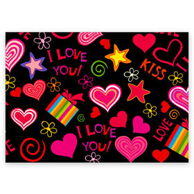 Поздравительная открытка с принтом Праздник любви в Курске, 100% бумага | плотность бумаги 280 г/м2, матовая, на обратной стороне линовка и место для марки
 | любовь | поцелуй | праздник | святой валентин | сердце | счастье | я люблю тебя