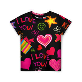Детская футболка 3D с принтом Праздник любви в Курске, 100% гипоаллергенный полиэфир | прямой крой, круглый вырез горловины, длина до линии бедер, чуть спущенное плечо, ткань немного тянется | любовь | поцелуй | праздник | святой валентин | сердце | счастье | я люблю тебя