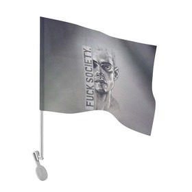 Флаг для автомобиля с принтом Fuck Society в Курске, 100% полиэстер | Размер: 30*21 см | fsociety | mr robot | анонимус | мистер робот