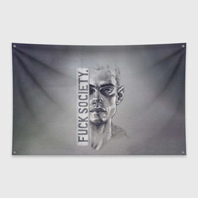 Флаг-баннер с принтом Fuck Society в Курске, 100% полиэстер | размер 67 х 109 см, плотность ткани — 95 г/м2; по краям флага есть четыре люверса для крепления | fsociety | mr robot | анонимус | мистер робот