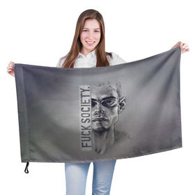 Флаг 3D с принтом Fuck Society в Курске, 100% полиэстер | плотность ткани — 95 г/м2, размер — 67 х 109 см. Принт наносится с одной стороны | fsociety | mr robot | анонимус | мистер робот