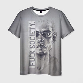 Мужская футболка 3D с принтом Fuck Society в Курске, 100% полиэфир | прямой крой, круглый вырез горловины, длина до линии бедер | fsociety | mr robot | анонимус | мистер робот