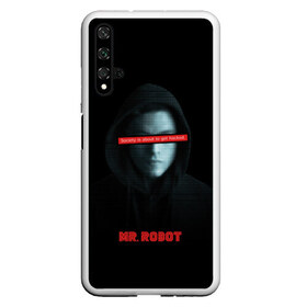 Чехол для Honor 20 с принтом Mr Robot в Курске, Силикон | Область печати: задняя сторона чехла, без боковых панелей | Тематика изображения на принте: fsociety | mr robot | анонимус | мистер робот