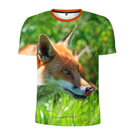 Мужская футболка 3D спортивная с принтом Лисица в Курске, 100% полиэстер с улучшенными характеристиками | приталенный силуэт, круглая горловина, широкие плечи, сужается к линии бедра | животные | лес | лиса | природа | рыжая