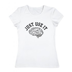 Женская футболка хлопок с принтом Мозг в Курске, 100% хлопок | прямой крой, круглый вырез горловины, длина до линии бедер, слегка спущенное плечо | мозг