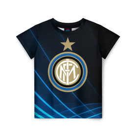 Детская футболка 3D с принтом Inter Milan в Курске, 100% гипоаллергенный полиэфир | прямой крой, круглый вырез горловины, длина до линии бедер, чуть спущенное плечо, ткань немного тянется | Тематика изображения на принте: inter | milan | интер | италия | милан | футбол | футболист