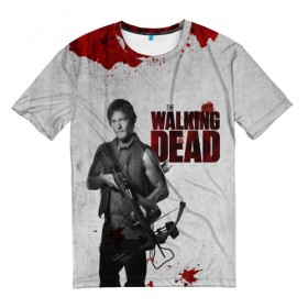 Мужская футболка 3D с принтом The Walking Dead в Курске, 100% полиэфир | прямой крой, круглый вырез горловины, длина до линии бедер | the walking dead | америка | апокалипсис | глен | дерил | зомби | карл | кровь | рик | сша | ходячие мертвецы