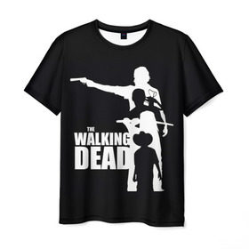 Мужская футболка 3D с принтом The Walking Dead в Курске, 100% полиэфир | прямой крой, круглый вырез горловины, длина до линии бедер | Тематика изображения на принте: the walking dead | америка | апокалипсис | глен | дерил | зомби | карл | кровь | рик | сша | ходячие мертвецы