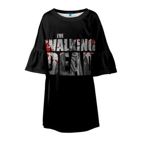 Детское платье 3D с принтом The Walking Dead в Курске, 100% полиэстер | прямой силуэт, чуть расширенный к низу. Круглая горловина, на рукавах — воланы | the walking dead | америка | апокалипсис | глен | дерил | зомби | карл | кровь | рик | сша | ходячие мертвецы