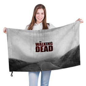 Флаг 3D с принтом The Walking Dead в Курске, 100% полиэстер | плотность ткани — 95 г/м2, размер — 67 х 109 см. Принт наносится с одной стороны | the walking dead | америка | апокалипсис | глен | дерил | зомби | карл | кровь | рик | сша | ходячие мертвецы