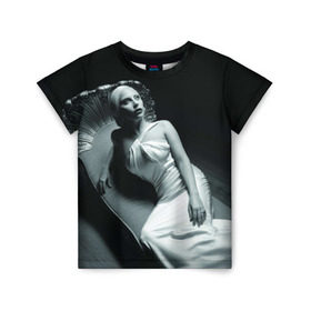 Детская футболка 3D с принтом Lady Gaga в Курске, 100% гипоаллергенный полиэфир | прямой крой, круглый вырез горловины, длина до линии бедер, чуть спущенное плечо, ткань немного тянется | Тематика изображения на принте: american horror story | американская история ужасов