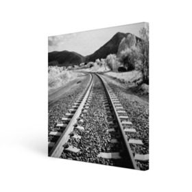 Холст квадратный с принтом Железная дорога в Курске, 100% ПВХ |  | black   white | landscape | mountains | photo | rail | rails | road | sky | sleepers | trees | горы | деревья | дорога | железная | небо | пейзаж | рельсы | фото | черно   белое | шпалы