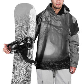 Накидка на куртку 3D с принтом Туман в лесу в Курске, 100% полиэстер |  | Тематика изображения на принте: black   white | fog | forest | morning | photo | silhouette | trees | деревья | лес | силуэт | туман | утро | фото | черно   белое