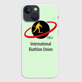 Чехол для iPhone 13 mini с принтом IBU в Курске,  |  | biathlon | ibu | international biathlon union | биатлон | гонка | зимний спорт | кубок мира | олимпиада | спорт | спринт | чемпионат | чемпионат мира | эстафета
