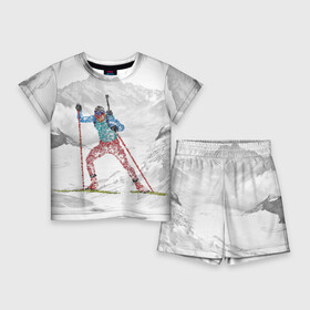 Детский костюм с шортами 3D с принтом Спортсмен биатлонист в Курске,  |  | Тематика изображения на принте: biathlon | биатлон | гонка | зимний спорт | кубок мира | олимпиада | спорт | спринт | чемпионат | чемпионат мира | эстафета