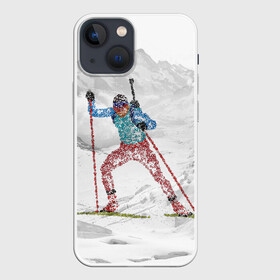 Чехол для iPhone 13 mini с принтом Спортсмен биатлонист в Курске,  |  | biathlon | биатлон | гонка | зимний спорт | кубок мира | олимпиада | спорт | спринт | чемпионат | чемпионат мира | эстафета