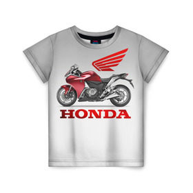 Детская футболка 3D с принтом Honda 2 в Курске, 100% гипоаллергенный полиэфир | прямой крой, круглый вырез горловины, длина до линии бедер, чуть спущенное плечо, ткань немного тянется | Тематика изображения на принте: honda | moto | мото | мотоцикл | мотоциклы | хонда