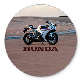 Коврик круглый с принтом Honda 1 в Курске, резина и полиэстер | круглая форма, изображение наносится на всю лицевую часть | Тематика изображения на принте: honda | moto | мото | мотоцикл | мотоциклы | хонда