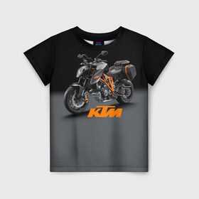 Детская футболка 3D с принтом KTM 4 в Курске, 100% гипоаллергенный полиэфир | прямой крой, круглый вырез горловины, длина до линии бедер, чуть спущенное плечо, ткань немного тянется | Тематика изображения на принте: ktm | moto | катээм | ктм | мото | мотоцикл | мотоциклы