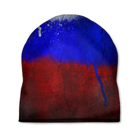 Шапка 3D с принтом Триколор (Краской на земле) в Курске, 100% полиэстер | универсальный размер, печать по всей поверхности изделия | Тематика изображения на принте: russia | белый | красный | российский флаг | россия | синий | триколор