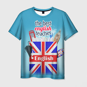 Мужская футболка 3D с принтом Учителю Английского языка в Курске, 100% полиэфир | прямой крой, круглый вырез горловины, длина до линии бедер |  английский | день учителя | педагог | учитель | язык