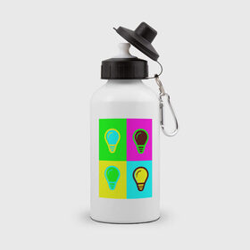 Бутылка спортивная с принтом Вечелые лампочки в Курске, металл | емкость — 500 мл, в комплекте две пластиковые крышки и карабин для крепления | Тематика изображения на принте: кислота | яркий