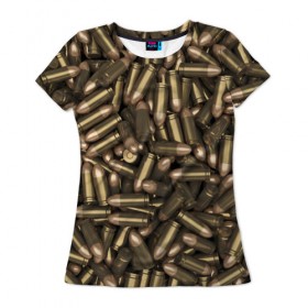 Женская футболка 3D с принтом Боеприпасы в Курске, 100% полиэфир ( синтетическое хлопкоподобное полотно) | прямой крой, круглый вырез горловины, длина до линии бедер | гильза | патроны | пули