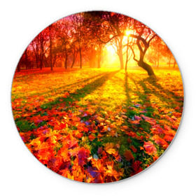 Коврик круглый с принтом Осень в Курске, резина и полиэстер | круглая форма, изображение наносится на всю лицевую часть | autumn | bright | colors | forest | trees | деревья | краски | лес | лучи | осень | солнце | цвета | яркие