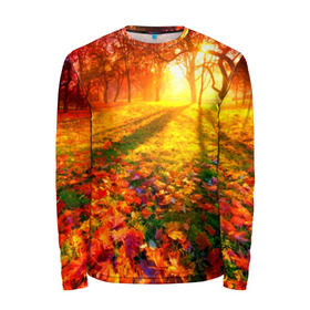 Мужской лонгслив 3D с принтом Осень в Курске, 100% полиэстер | длинные рукава, круглый вырез горловины, полуприлегающий силуэт | autumn | bright | colors | forest | trees | деревья | краски | лес | лучи | осень | солнце | цвета | яркие