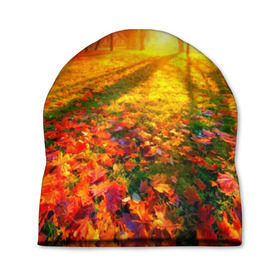Шапка 3D с принтом Осень в Курске, 100% полиэстер | универсальный размер, печать по всей поверхности изделия | autumn | bright | colors | forest | trees | деревья | краски | лес | лучи | осень | солнце | цвета | яркие