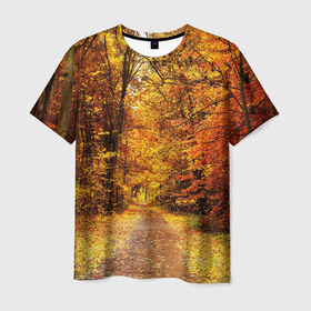 Мужская футболка 3D с принтом Осень в Курске, 100% полиэфир | прямой крой, круглый вырез горловины, длина до линии бедер | Тематика изображения на принте: autumn | bright | colors | forest | paint | trees | деревья | краски | лес | осень | цвета | яркие