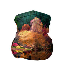 Бандана-труба 3D с принтом Осень в Курске, 100% полиэстер, ткань с особыми свойствами — Activecool | плотность 150‒180 г/м2; хорошо тянется, но сохраняет форму | autumn | boat | bright | colors | forest | paint | river | trees | деревья | краски | лес | лодка | осень | река | цвета | яркие