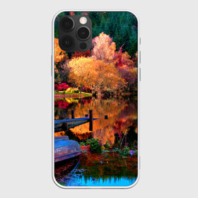 Чехол для iPhone 12 Pro Max с принтом Осень в Курске, Силикон |  | Тематика изображения на принте: autumn | boat | bright | colors | forest | paint | river | trees | деревья | краски | лес | лодка | осень | река | цвета | яркие